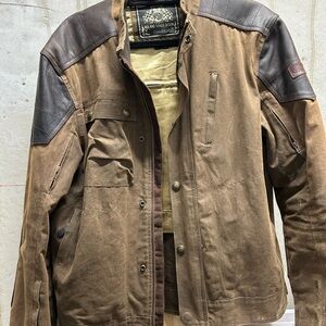 Roland Sands Motorcycle Waxed Cotton and Leather Riding Jacket